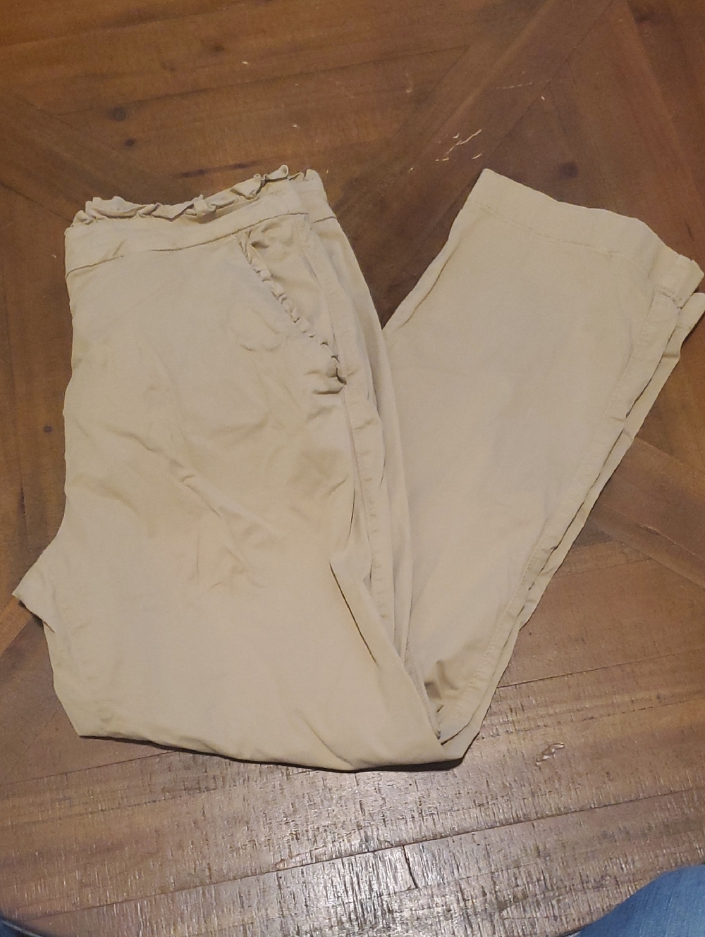 J. Crew Cream Ruffle-Waist Casual Trousers